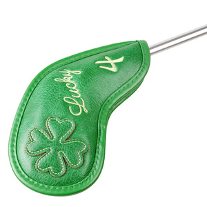 Housse de tête de club de golf en broderie trèfle vert, ensemble de housses de tête de fer avec doublure en peluche, accessoires de golf - Product Image 4