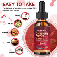 Gouttes liquides liposomales de piment de Cayenne de haute qualité, formule 15-en-1, favorise le métabolisme et la circulation