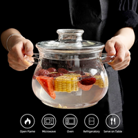 Casserole en verre borosilicate 2500 ml / 84,5 oz, pot à mijoter en verre transparent avec couvercle pour pâtes, nouilles, bouillie, dîner en famille, maison
