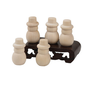 Figurines de bonhomme de neige en bois, couleur naturelle, ensemble de 5 pièces pour enfants, décoration artisanale à peindre - Product Image 3
