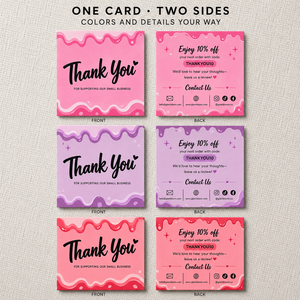 Cartes de remerciement mignonnes et tendance, impression recto-verso avec <span class=keywords><strong>code</strong></span> de bon de réduction et informations sur les réseaux sociaux pour l'emballage de la marque - Product Image 3