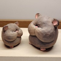 Holzfigur Hamster Massivholz Geschnitzte Niedliche Wütende Maus Statue Desktop Heimdekoration Ornament Tierkreiszeichen Geschenk für Schreibtisch Regal