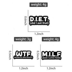 Spilla Smaltata con Frase Divertente 'WTF Where Is the Food', Distintivo per Bavero con Abbreviazione Divertente, Gioiello Regalo all'Ingrosso - Product Image 6