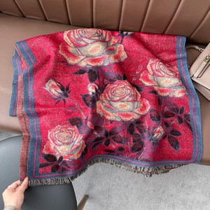 Mới mùa thu Retro sơn dầu in khăn, cao cấp giả cashmere len cổ ấm hơn, dày ấm áp đa chức năng khăn choàng - Product Image 1
