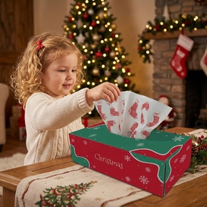 Mouchoirs en papier personnalisés Damon-Tissue, thème Noël, imprimés, 3 plis, en pâte <span class=keywords><strong>de</strong></span> bois <span class=keywords><strong>vierge</strong></span>, ultra doux, pour usage domestique, boîte carrée - Product Image 6
