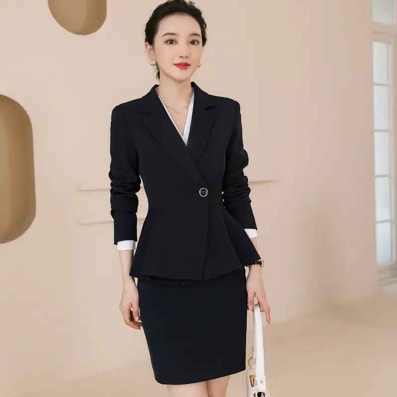 Dropship 2 Piece Set Formal Pant Suit Asymmetry Blazer Office Lady Uniform Design Women's Business suits