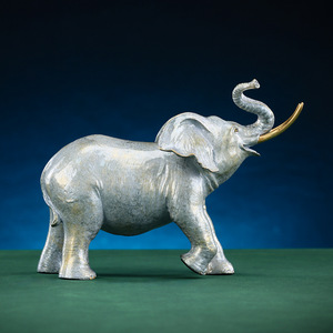 Copper World <b>Elephant</b> Figurine Silver Gray Handmade Artistic Decor For Home Office Desktop <b>Gift</b> - Product Image 3