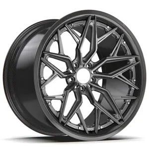 Hot Design Custom 16-26 Inch 2-Piece Carbon Fiber Car Wheel 5x108 5x112 5x120 Concave Alloy Forged Rim For BMW Mercedes Audi