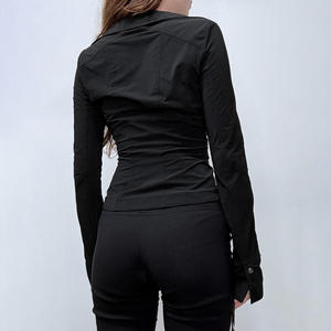 เสื้อแจ็คเก็ตมีซิปสองช่องสไตล์มอเตอร์ไซค์แนวสตรีท ทันสมัยและใช้งานได้หลากหลาย เสื้อแจ็คเก็ตทรงเข้ารูปสีพื้น - Product Image 6