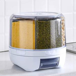 Household 360-Degree Rice Dispenser <b>Kitchen</b> Moisture-Proof 6-Grid Rotating Eco-Friendly 10-20L Food Grain Cereal <b>Storage</b> <b>Box</b> - Product Image 1