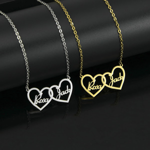 [Personalización Privada] Collar con Colgante <span class=keywords><strong>de</strong></span> Cadena <span class=keywords><strong>de</strong></span> Acero Inoxidable con <span class=keywords><strong>Nombre</strong></span> en Inglés, Diseño Deportivo <span class=keywords><strong>de</strong></span> Corazón a Corazón, Regalo para Parejas, Oro Real <span class=keywords><strong>de</strong></span> 18K - Product Image 3