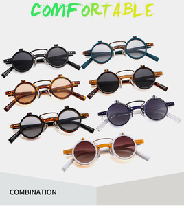 Classic Round Clip-On Unisex Metal Frame <b>Sunglasses</b> <b>with</b> UV400 Lenses Custom Logo 10 Colors Available - Product Image 5
