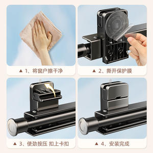 Porte-vêtements pliable à ventouse, séchoir mural télescopique, organisateur de linge gain de place pour intérieur et balcon - Product Image 3