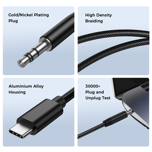 All'ingrosso all'ingrosso 3.5MM Audio <span class=keywords><strong>Aux</strong></span> a <span class=keywords><strong>Type</strong></span>-<span class=keywords><strong>C</strong></span> cavi <span class=keywords><strong>USB</strong></span> un maschio 3.5MM Audio femmina cavi microfono per Iphone ad Android - Product Image 5