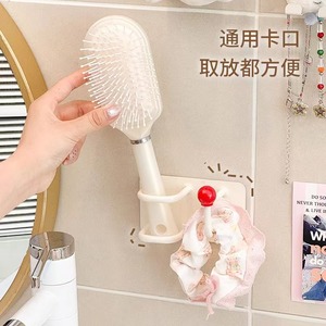 Wall Mounted Hair Accessory Rack With Comb Holder And Elastic Band <b>Hooks</b> For Bathroom Storage Space Saving Design - Product Image 2