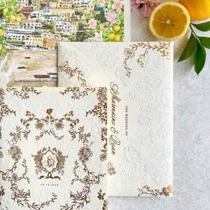 High-End Embossed Art Paper Greeting <b>Card</b> Wedding Invitation Suite with Letterpress Printing Customizable for B2B Clients - Product Image 3