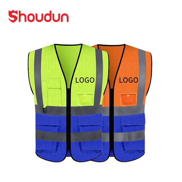 Hi Vis Safety Vest With Multi Pocket Two Tone Reflective Safety Vest Road Safety Workwear Surveyor Safety Vest