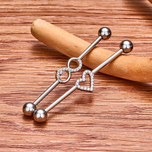 Pendiente de Titanio G23 ASTM F136 Desmontable con Triángulo Industrial 14G, Barra Labret con Zirconia, Joyería de Moda para <span class=keywords><strong>Piercing</strong></span> Corporal <span class=keywords><strong>Transversal</strong></span> - Product Image 5