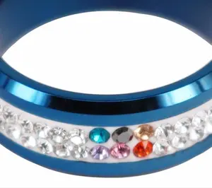 Обручальное кольцо с полным белым бриллиантом, дизайн на заказ, новый дизайн, обручальное кольцо из синего вольфрама для женщин
