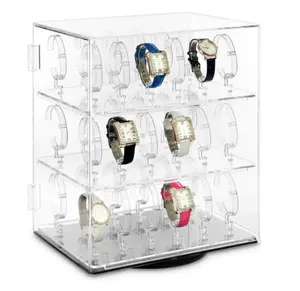 3 tier 36 halter acryl rotierenden uhr display stand lucite armbanduhr schaufenster schrank für shop