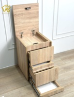 Table de chevet moderne et durable Weisun, style tendance, en bois, avec compartiment caché, serrure NFC, écologique, 2 tiroirs, pour chambre à coucher