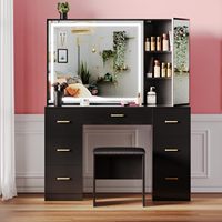 Commode avec 7 tiroirs et tabouret rembourré, commode avec tiroirs