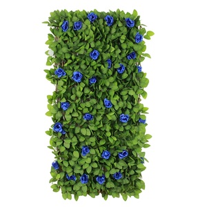 Expandable <strong>Artificial</strong> Willow <strong>Trellis</strong> Fence <strong>with</strong> <strong>Flowers</strong> <strong>Artificial</strong> Wooden Fence for Balcony Patio Outdoor Indoor Use - Product Image 2