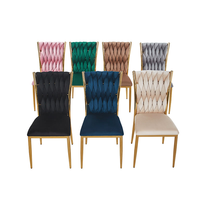 Chaises de salle à manger confortables en velours avec pieds en métal pour cuisine et salon