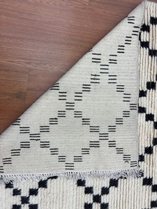 Alfombra peluda de lana anudada a mano, diseño de diamante geométrico en blanco y negro, alfombra apta para mascotas de pila alta para el hogar, sala de estar y dormitorio - Product Image 2