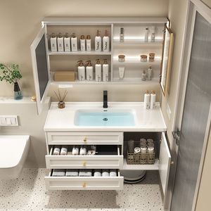 Factory Supply High end Wall Mounted Smart Bathroom Vanity with Ceramic Basin and MDF Plywood Cabinet for Modern Villa - Product Image 3