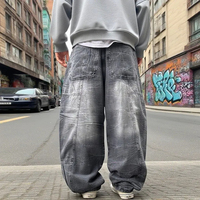Pantalons en denim délavé écologique personnalisés EIDEO OEM ODM, de haute qualité, style Y2K vintage, coupe droite, 14 oz, designs pour hommes