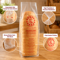 Sacs d'emballage pour pain en plastique LDPE transparent de qualité alimentaire avec impression de logo personnalisée, sacs à soufflets latéraux pour supermarchés