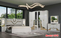 Ensemble de meubles de chambre à coucher au design moderne, ensemble complet pour chambre, comprenant armoire, table de chevet et coiffeuse, vente en gros directe usine