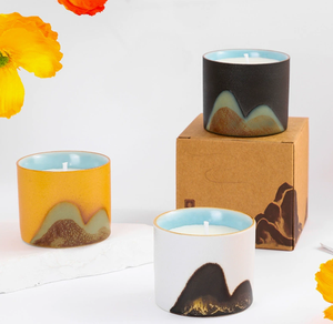Bougie parfumée artisanale en céramique rétro, motif Montagne <span class=keywords><strong>des</strong></span> Mille Milles, pour la maison, en cire végétale, cadeau idéal pour les fêtes et les mariages - Product Image 1