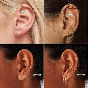 Anneau de nez double couche en acier inoxydable 316, bijou de piercing géométrique rond pour usage quotidien - Product Image 2