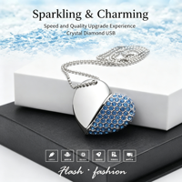 Nouvelle Clé USB en Métal en Forme de Cœur, Vente Chaude, 2 Go, 4 Go, 16 Go, 32 Go, 64 Go, 128 Go, USB 2.0, USB 3.0, Clé USB Collier Bijou, Cadeau