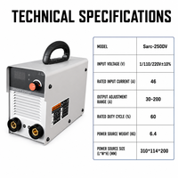 Poste à souder numérique DC à électrode, double tension 110V/220V, portable, machine à souder MMA Sarc 250DV, poste à souder numérique DC à électrode