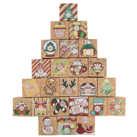 Lot de 24 dossiers calendrier de l'Avent en papier kraft, nouveau design, pour compte à rebours, fournitures de boîtes cadeaux pour la fête de Noël
