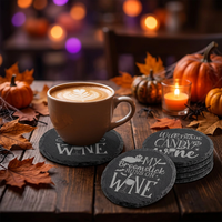 Sous-verres ronds en pierre gravés au laser, écologiques et classiques, sur le thème de la fête d'Halloween, pour une utilisation sur les tables dans les restaurants, les bars et la décoration intérieure