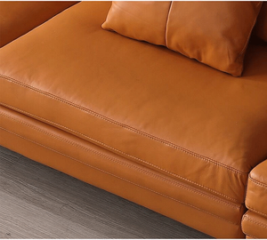 أريكة فانترفي الأنيقة والعصرية على شكل حرف L من الجلد الطبيعي بلون بني شوكولاتة بأسلوب إيطالي لغرفة المعيشة أو الشقة - Product Image 5