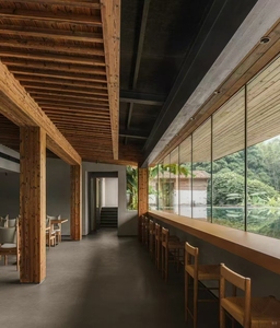 Casa de huéspedes/Resort rural moderna Vigas de madera e <span class=keywords><strong>interiores</strong></span> rústicos de vidrio grande <span class=keywords><strong>Casas</strong></span> de madera simples naturales - Product Image 2