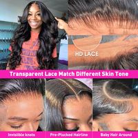 Perruques Lace Front en Cheveux Humains 13x6, Cheveux Vierges Bruts avec Cuticules Alignées, Perruque Complète Sans Colle en Cheveux Humains, Perruque Frontale en Dentelle pour Femmes Noires