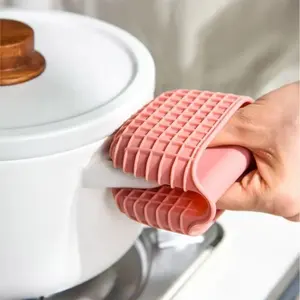 Utensilios de cocina de silicona, manoplas antideslizantes para horno, pinzas para guantes de escaldado para horno microondas, empuñaduras antideslizantes resistentes al calor