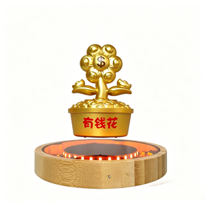 HCNT Magnetic Levitating Golden Money Flower Tree <b>LED</b> Night <b>Light</b> With Warm White Glow Round Base Modern Design For Home Decor - Product Image 1
