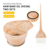 Ensemble de deux pièces de coloration de cheveux de salon avec brosse de teinture bol de teinture de grande capacité PP outils de teinture à poils doux antidérapants