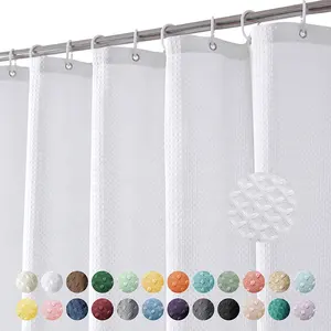 Rideaux de salle de bain anti-moisissure robustes gaufrés de couleur unie de luxe rideau de douche en tissu gaufré imperméable personnalisable