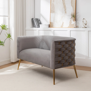 أريكة بذراعين من قماش المخمل المنسوج رائجة البيع لعام <span class=keywords><strong>2026</strong></span> مع رغوة عالية الكثافة وإطار من الخشب الصلب - Product Image 4