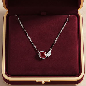 Collar de Cadena Fina de Oro Sólido de 18K con Rubí Rojo Sangre de Paloma de Primera Calidad, Joyería con Diamante Natural Real, Collar con Colgante para Mujer - Product Image 5