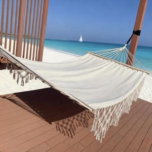 Amaca a Doppio Strato con Nappine Stile Nordico, Allargata e Rinforzata, per Esterni, Campeggio, Cortile, Sedia a Dondolo, Amaca Bianca - Product Image 1