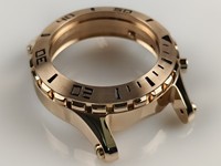 C250112 39*48MM Boîtier et lunette luxueux en acier inoxydable 316L plaqué or rose avec chiffres gravés